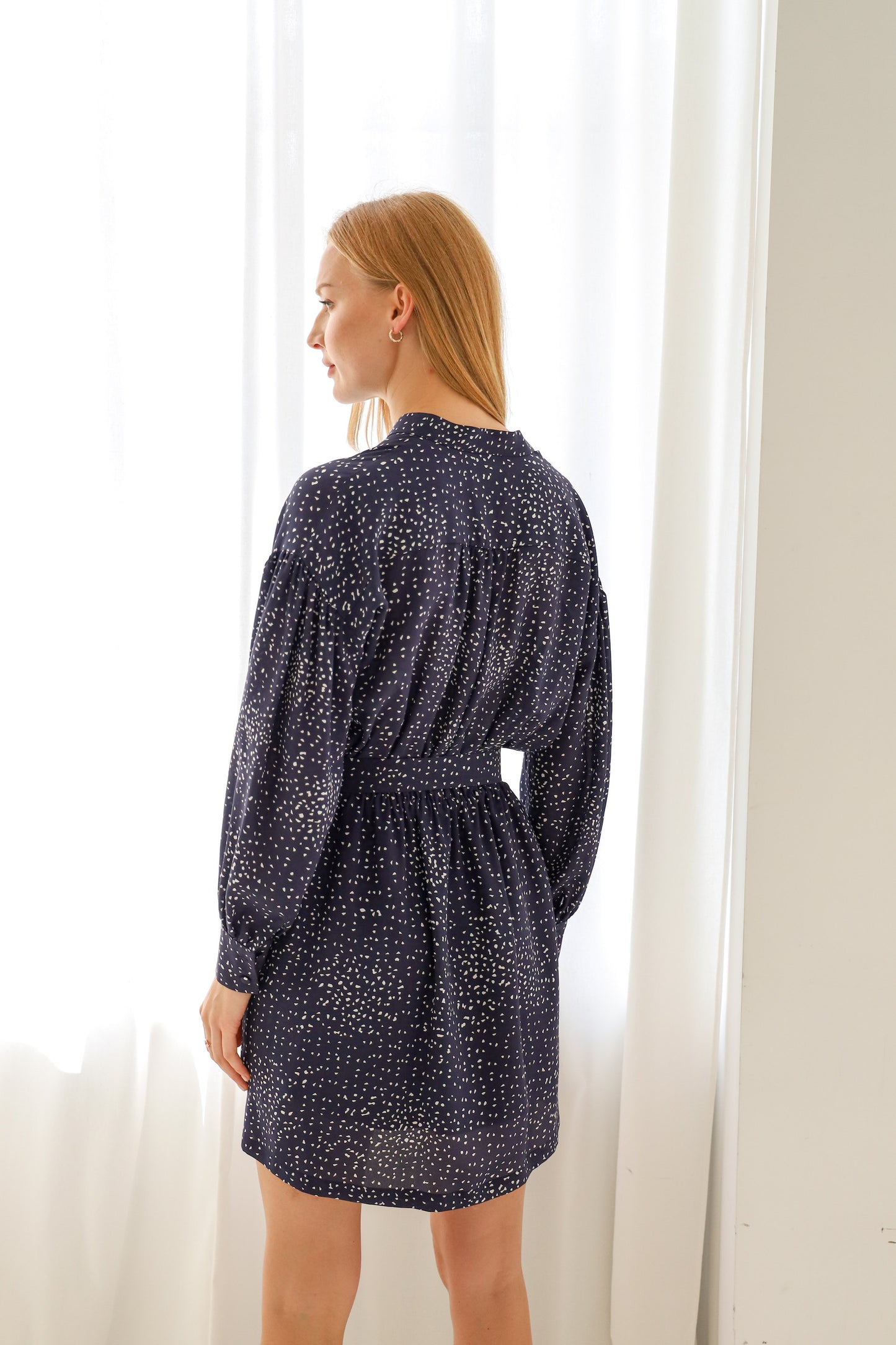 silk dress navy blue