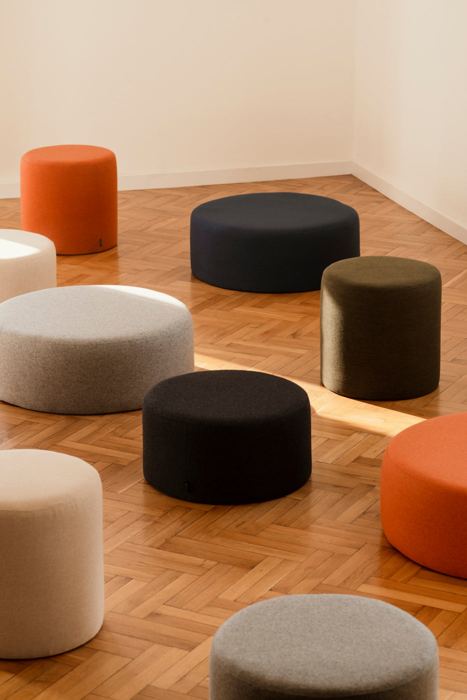 Folk Pouf Low Wool