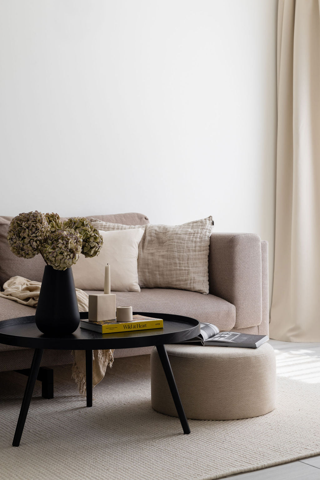 Folk Pouf Low Wool