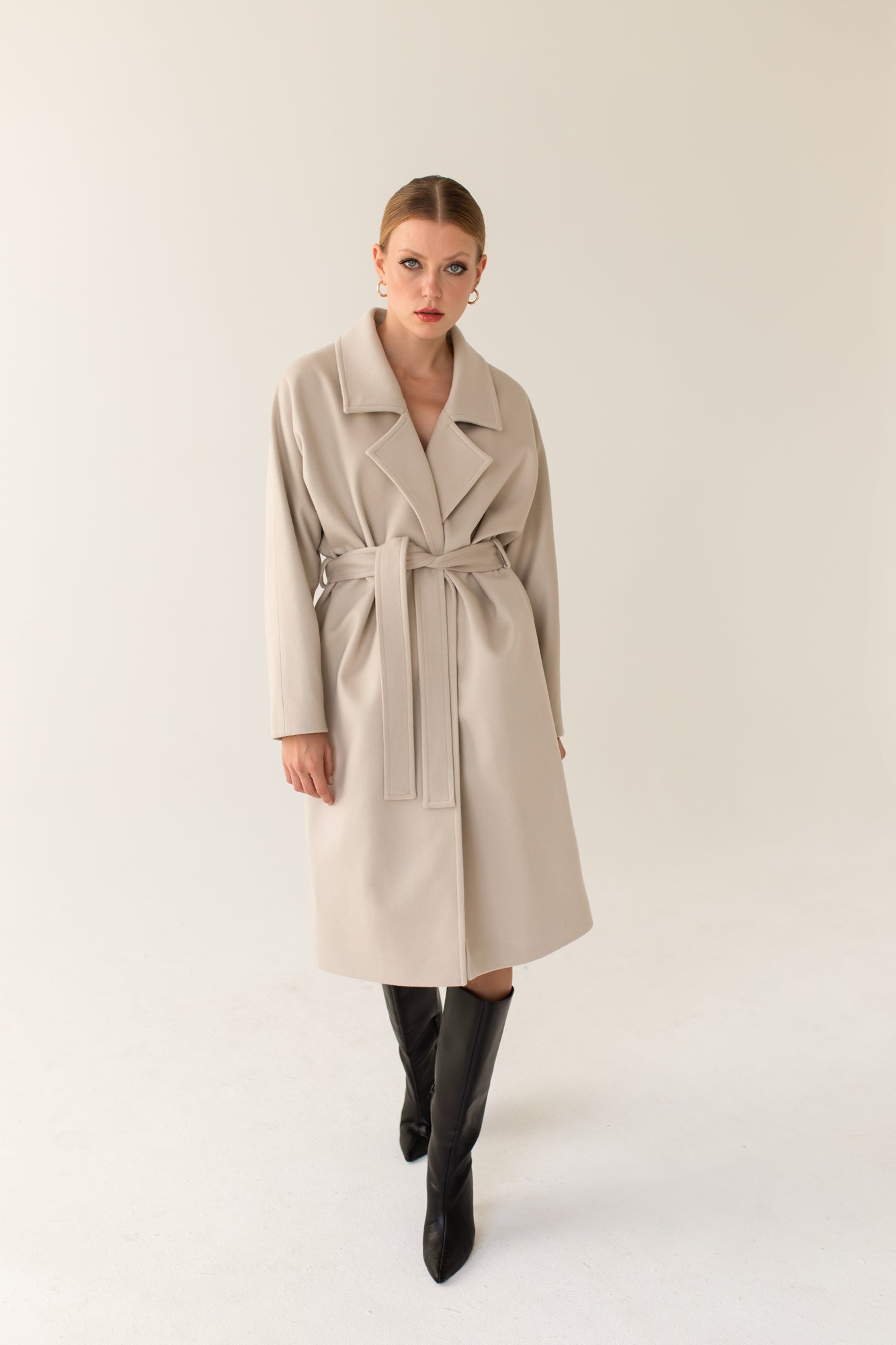 Oversize Light Beige Cashmere Wool Coat