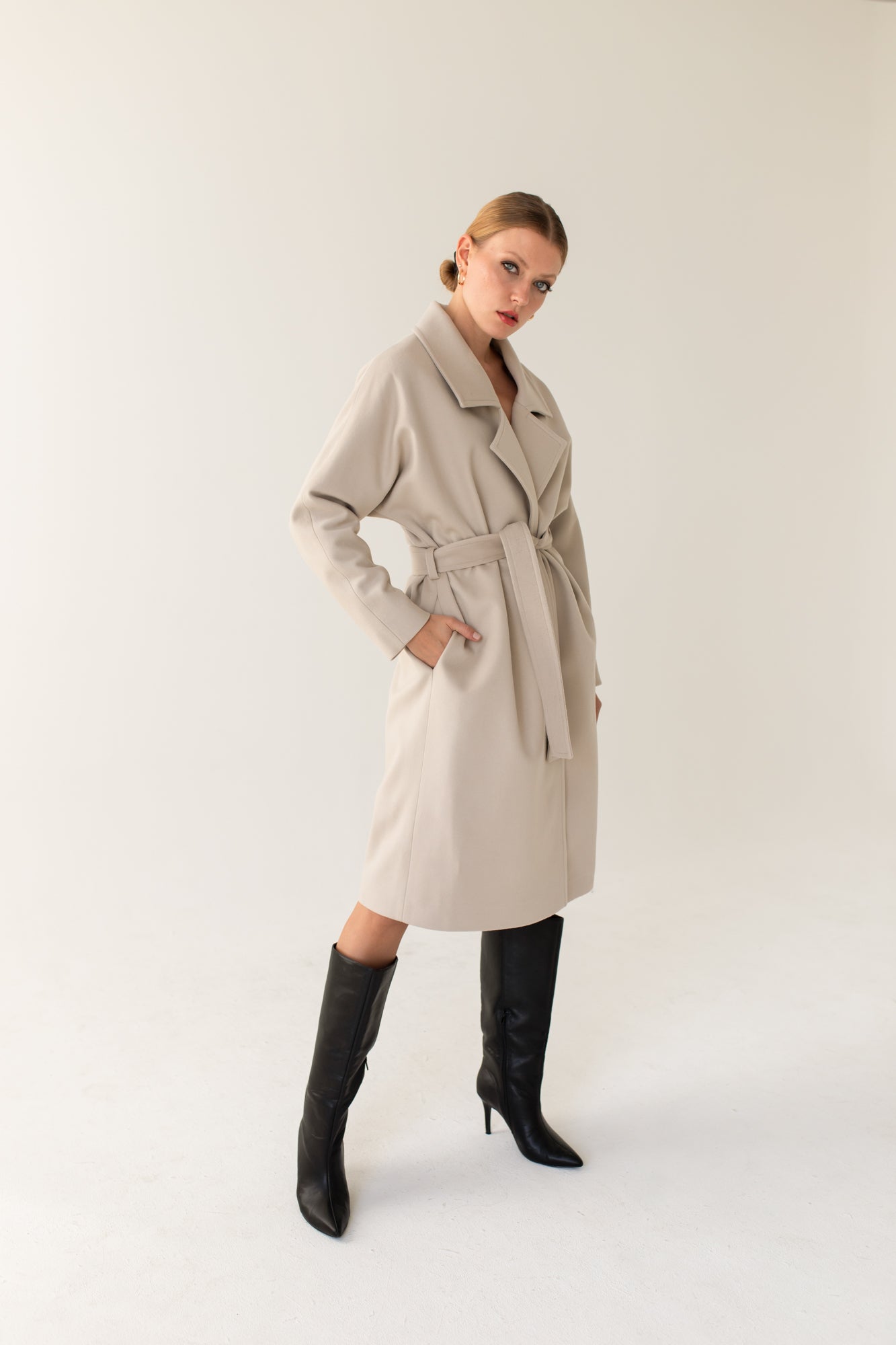 Oversize Light Beige Cashmere Wool Coat