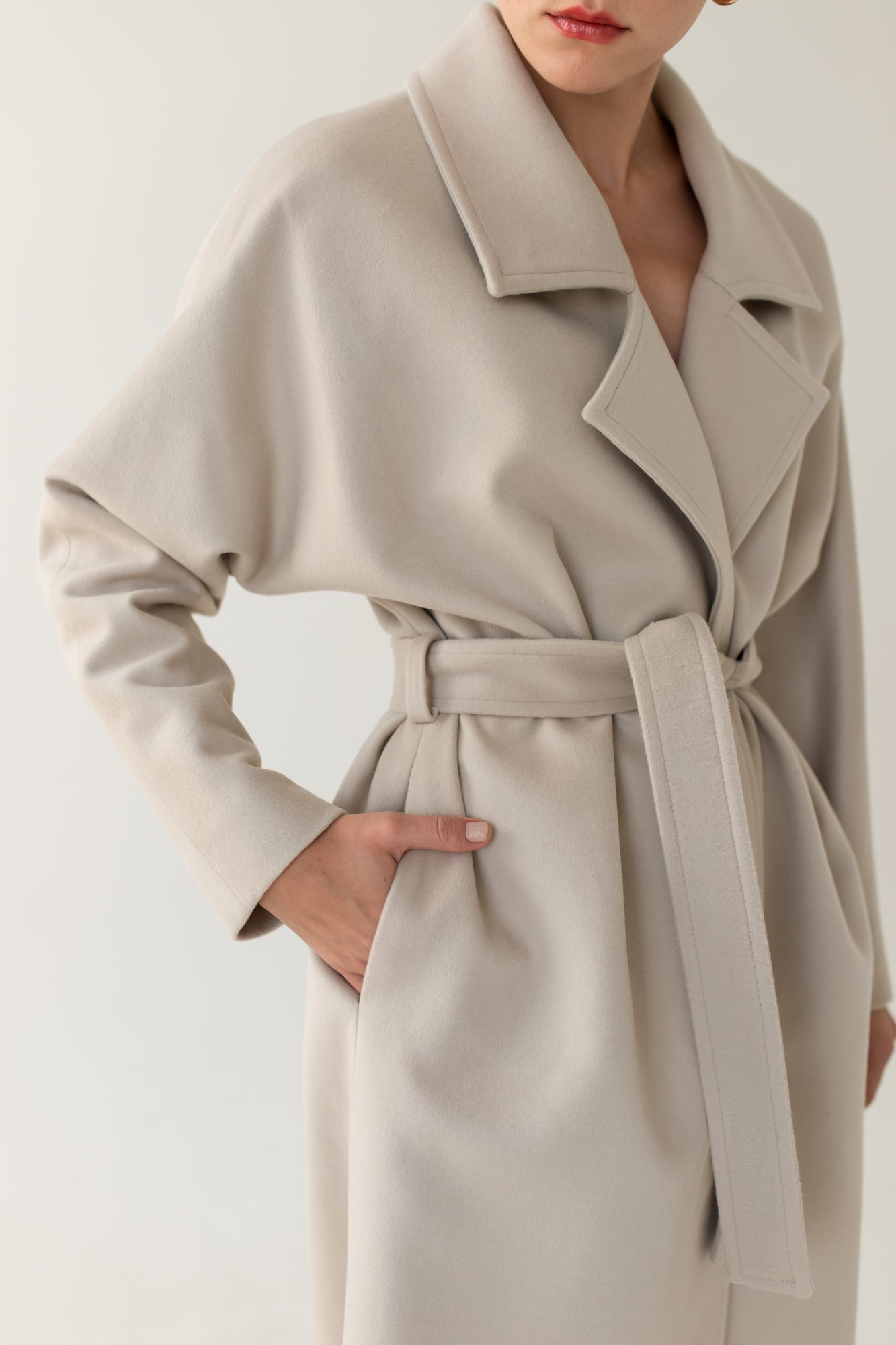 Oversize Light Beige Cashmere Wool Coat