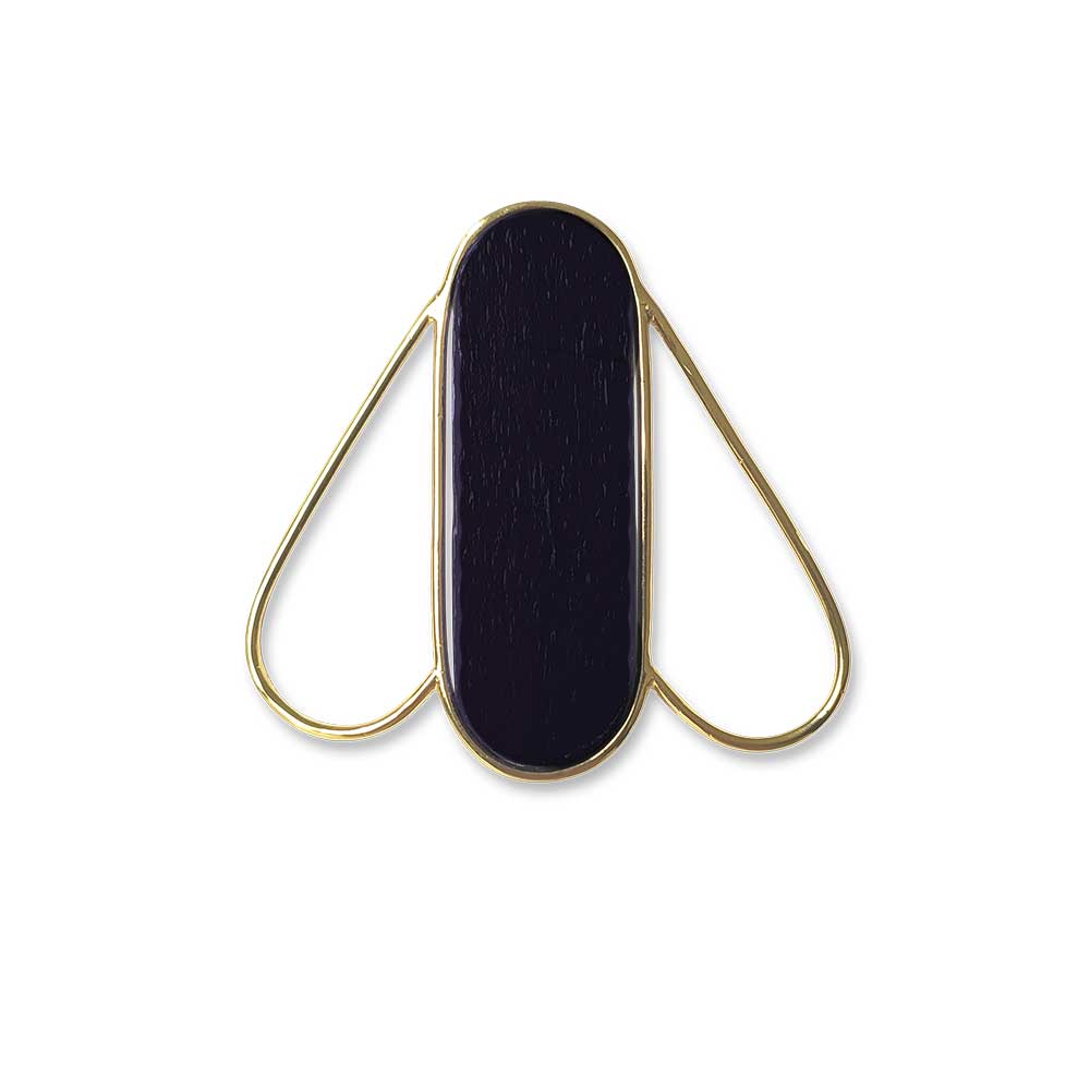 Pteron Brooch Black - Vermeil Gold