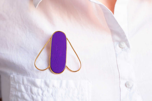 Pteron Brooch Purple - Vermeil Gold