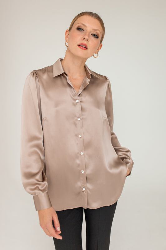 Silk Shirt - Taupe