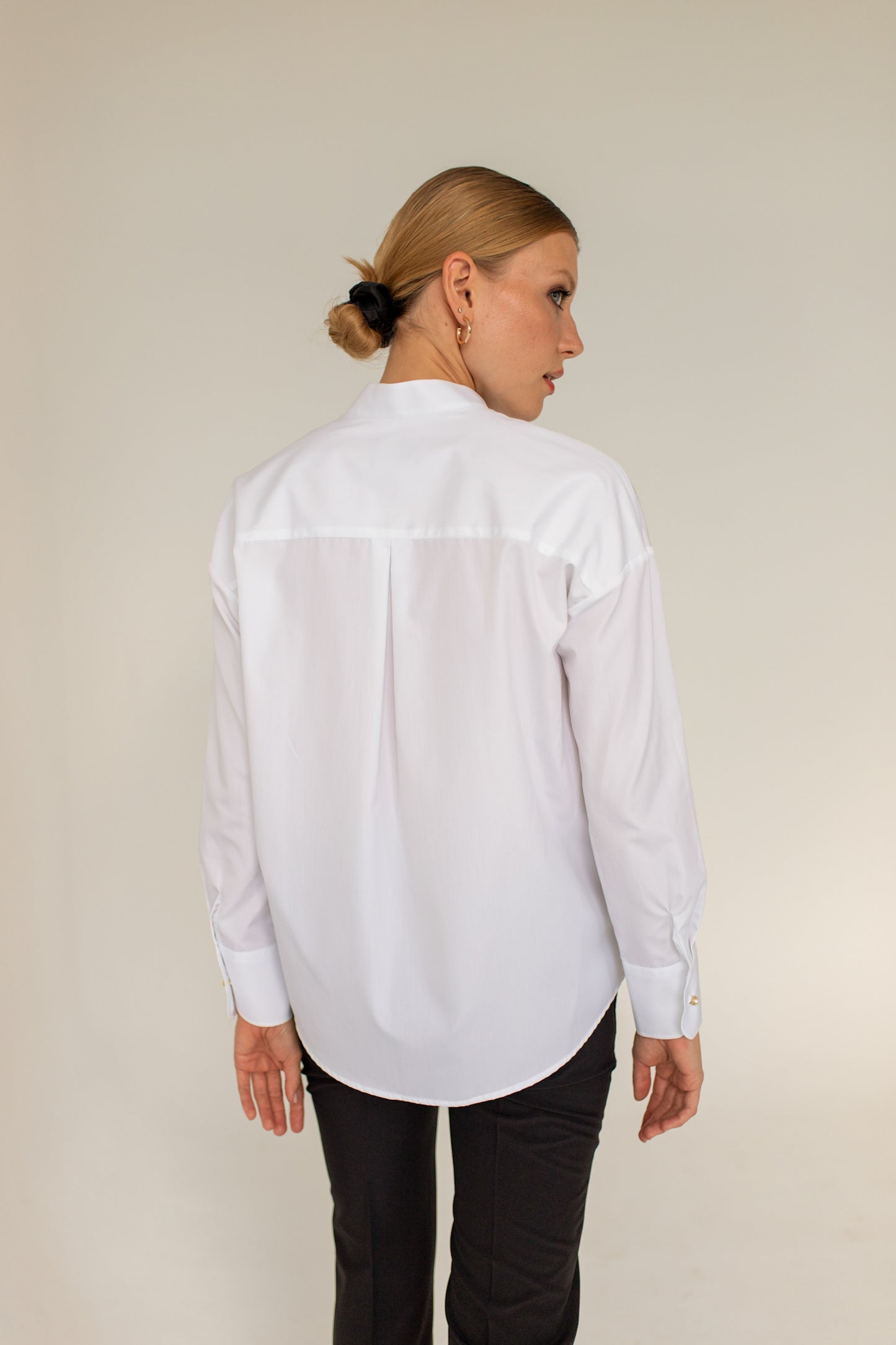 Stand Up Collar White Shirt