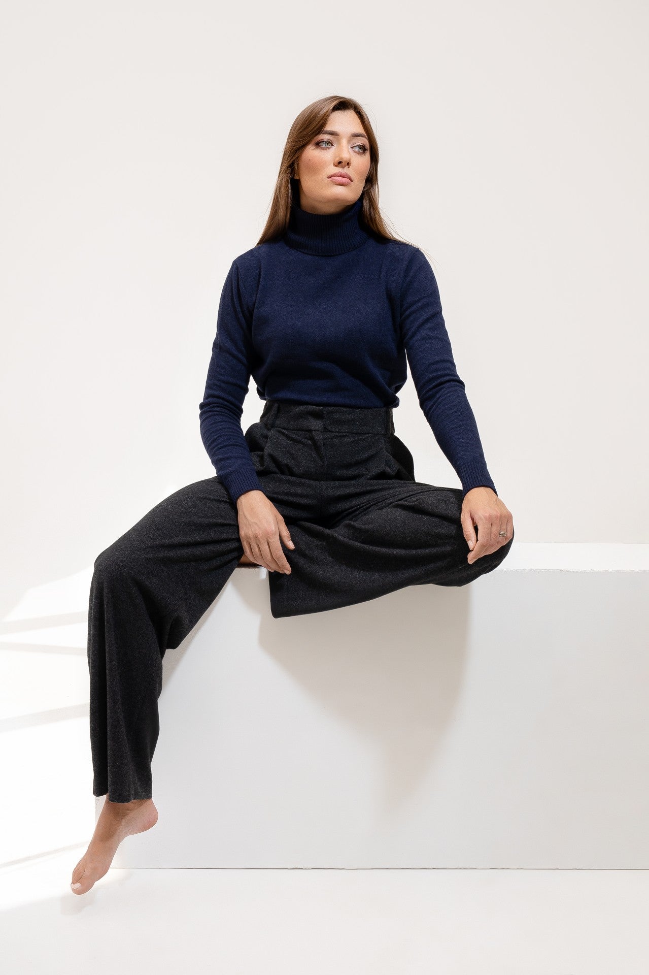 Wool Turtleneck Navy Blue