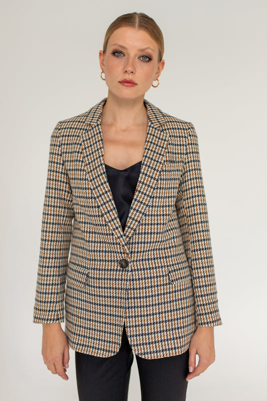 Vogue Checkered Wool Blazer