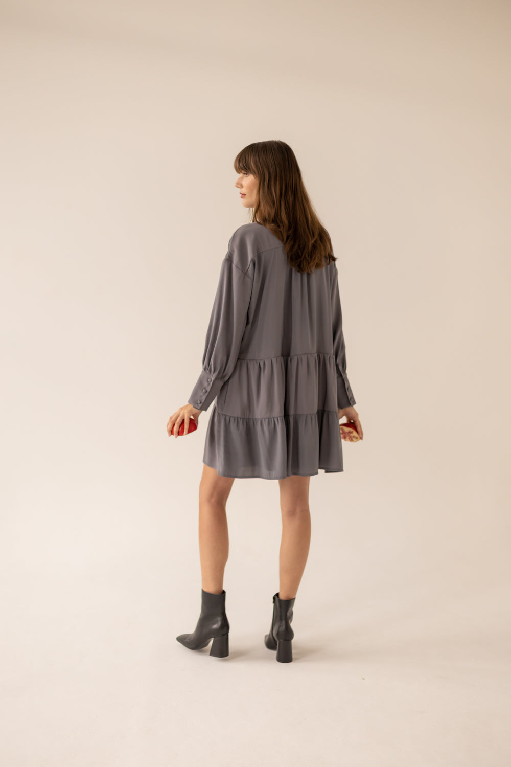 Anais Frills Dress - Grey