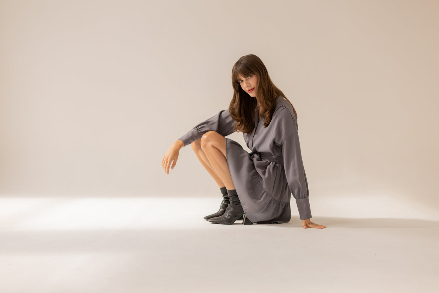 Anais Frills Dress - Grey
