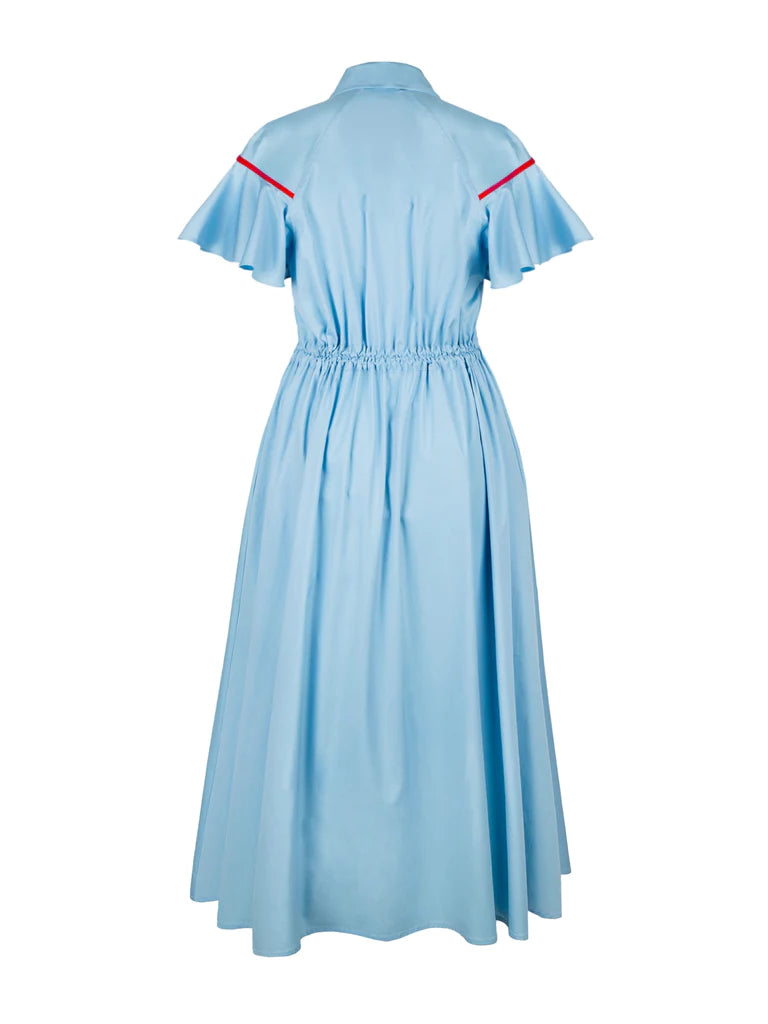 Bell Sleeve Shirt Dress - Light Blue