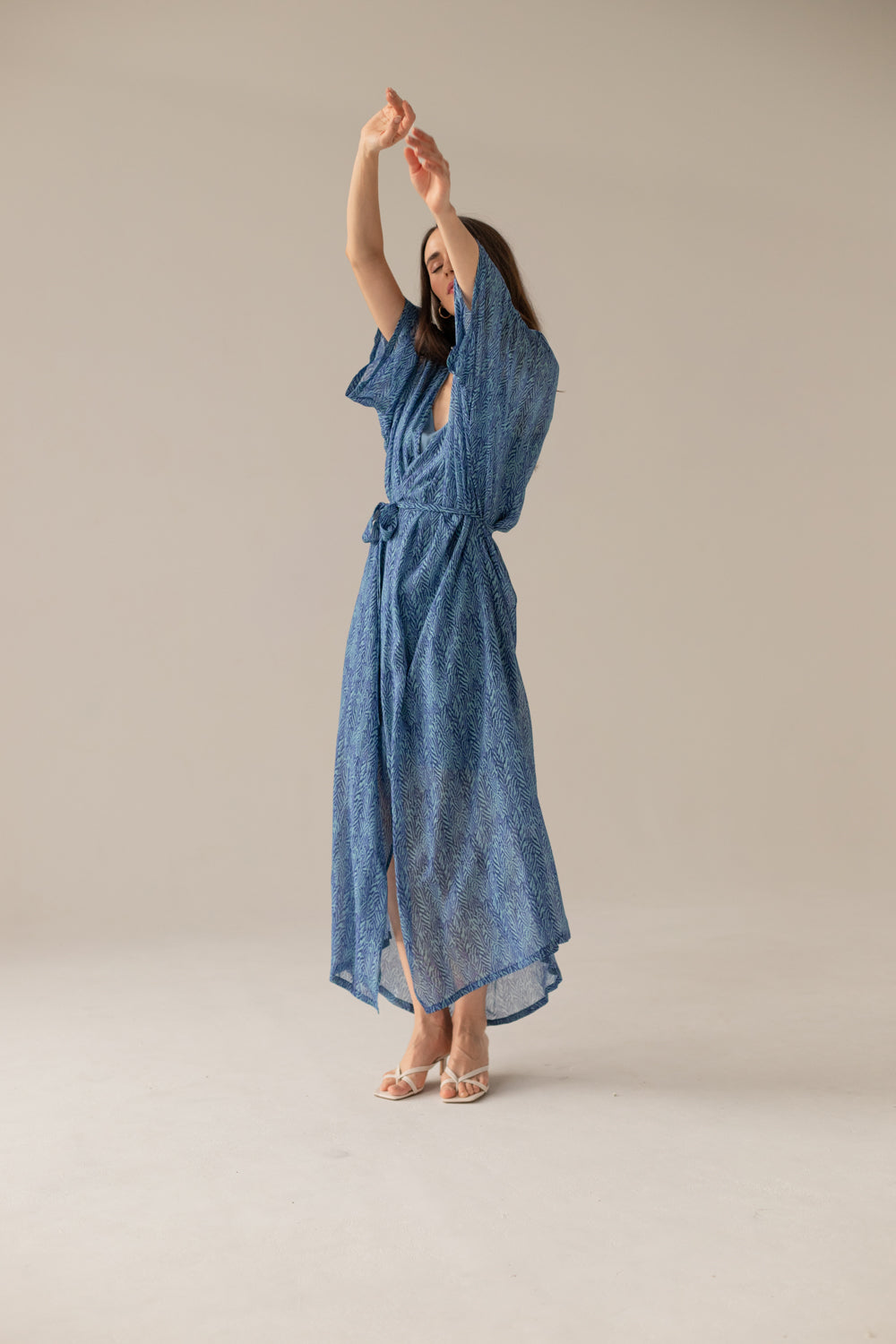 Blue Printed Pareo - Maxi Dress