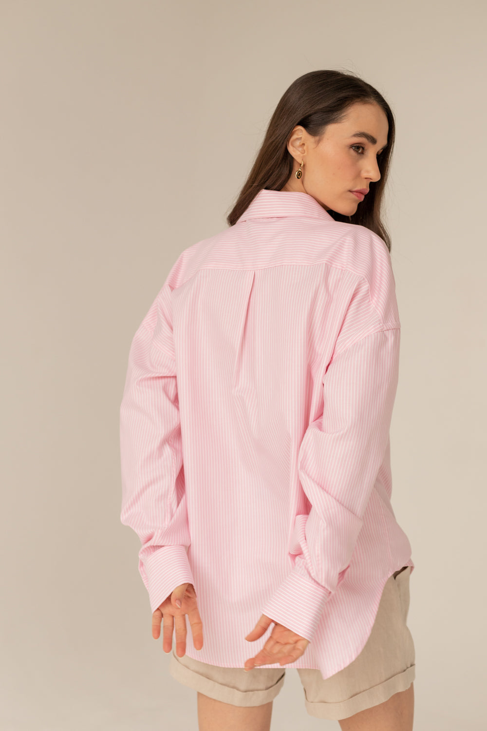 Classic Oversized Shirt - Striped Pink
