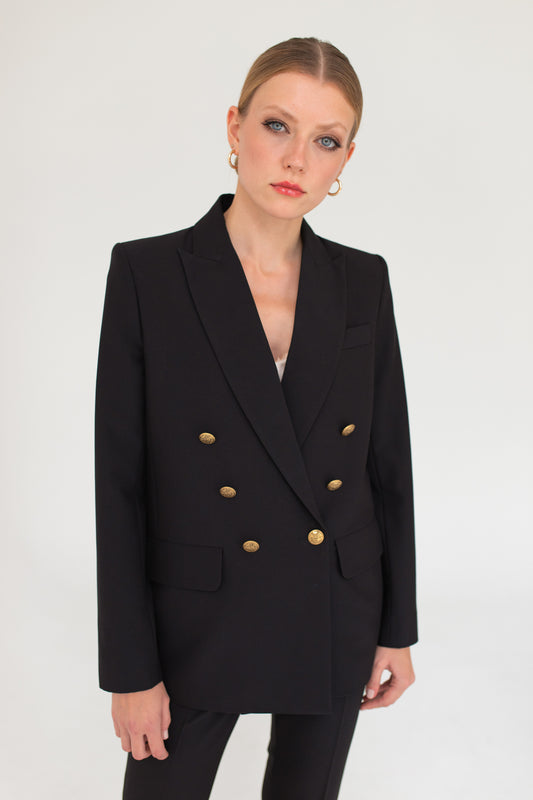 Double-Breasted Blazer - Black