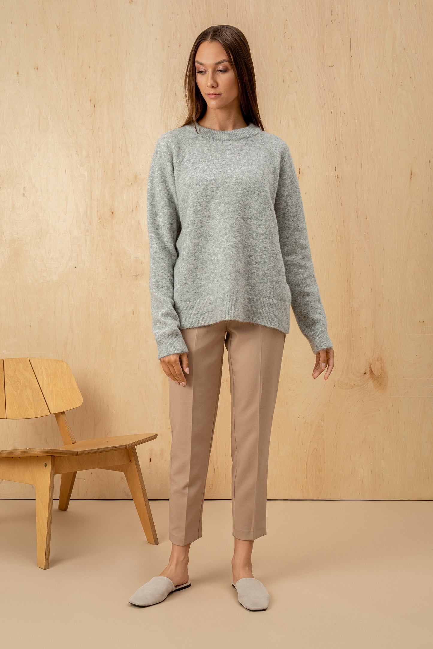 Velvet Wool Sweater Oversized - Grey