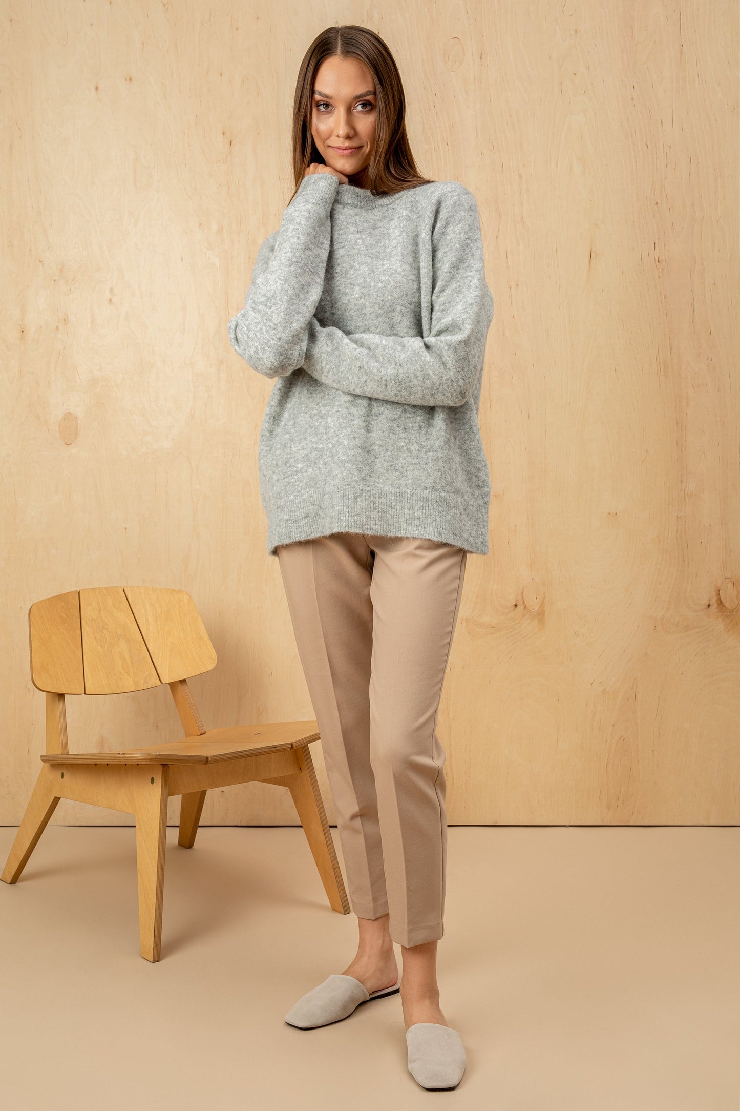 Velvet Wool Sweater Oversized - Grey
