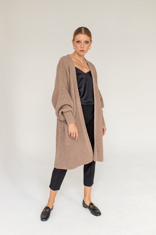 Merino Wool Cardigan - Beige