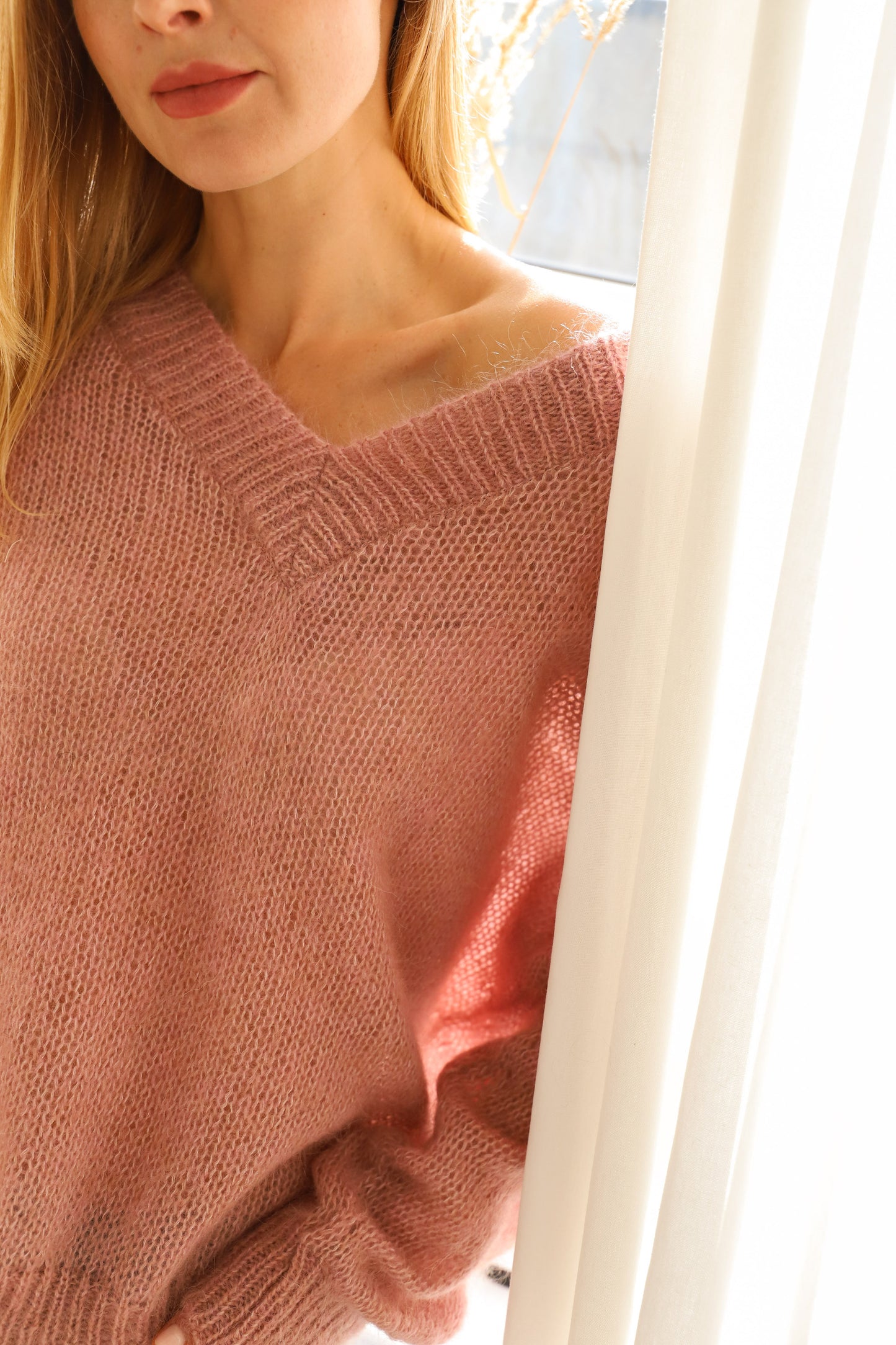 Mohair Wool Sweater - Dusty Pink