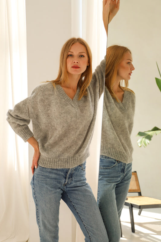 Mohair Wool Sweater - Grey