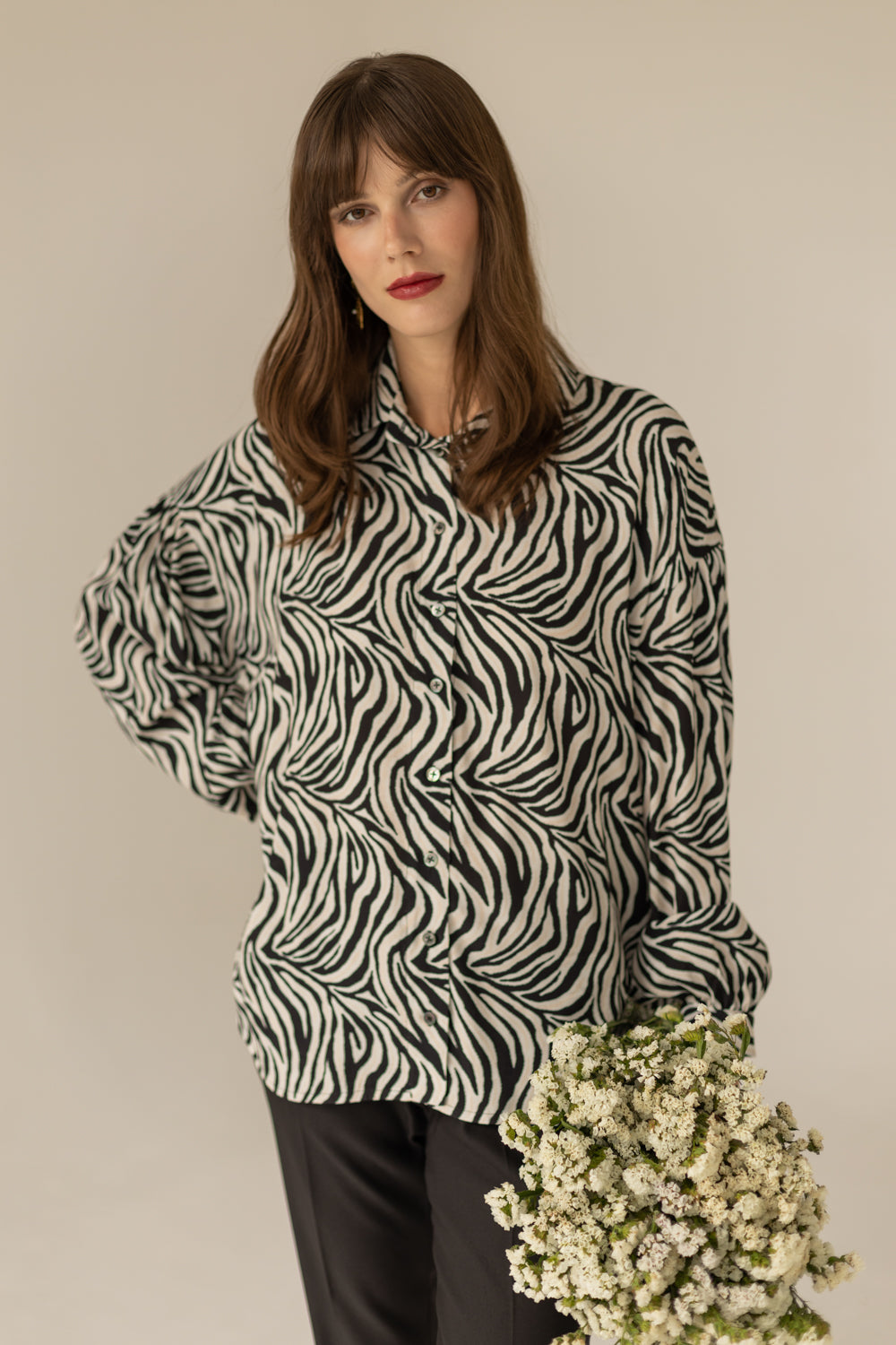 Noel Oversized Shirt - Zebra Print