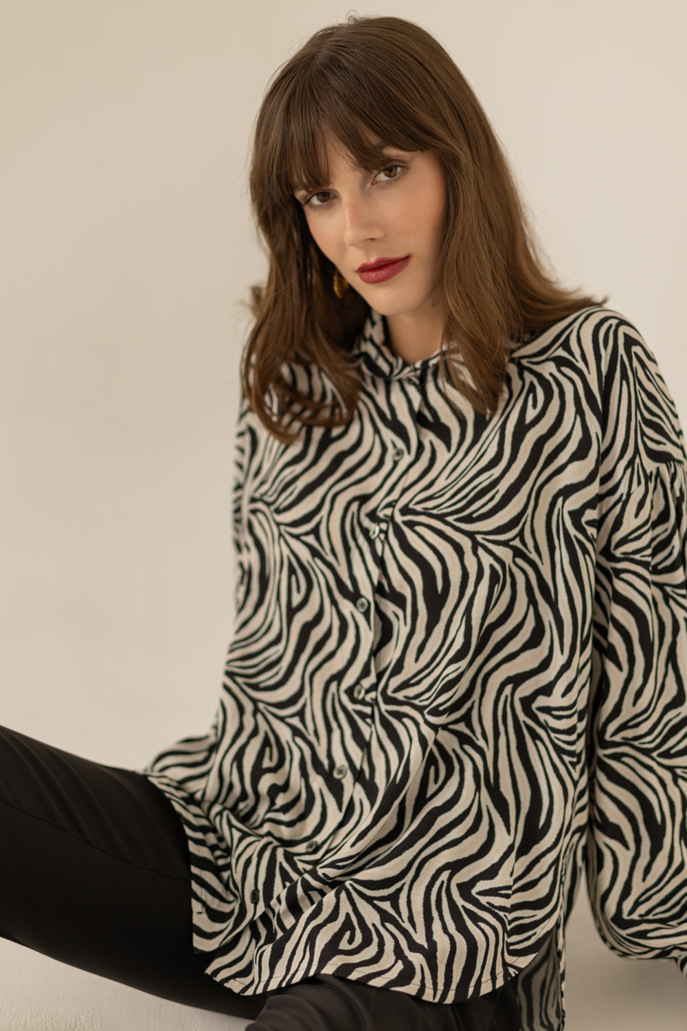 Noel Oversized Shirt - Zebra Print