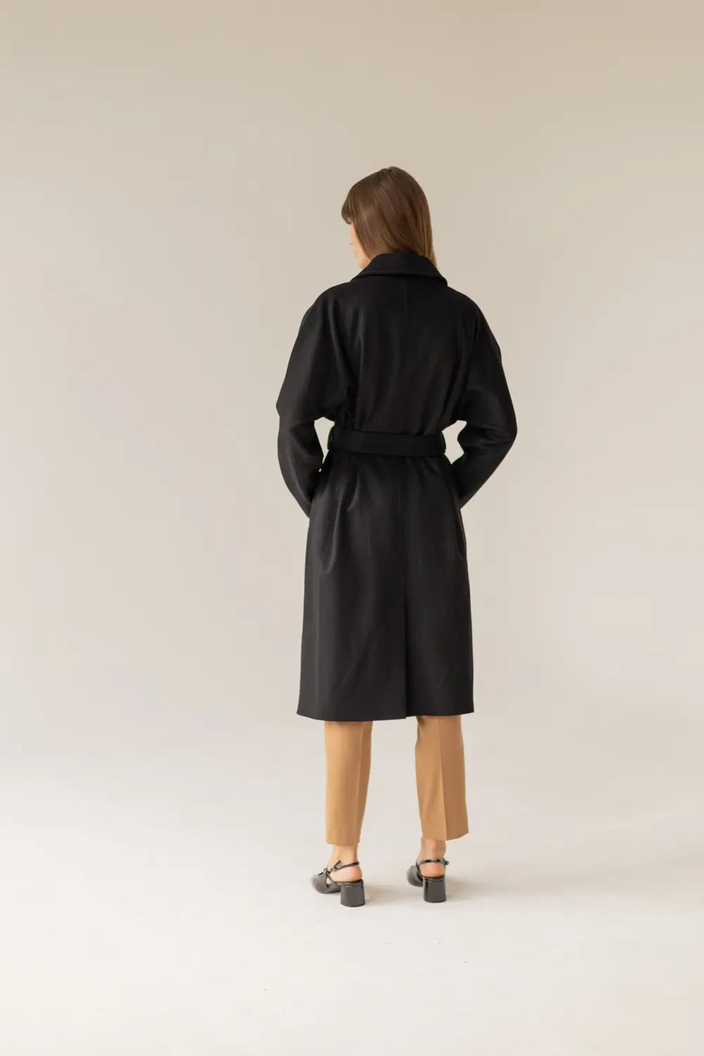 Oversized Cashmere Wool Coat - Black