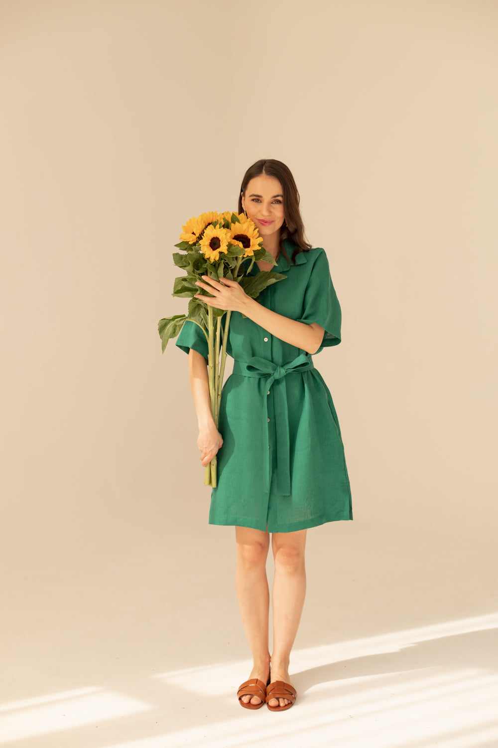 Soleil Linen Dress - Green