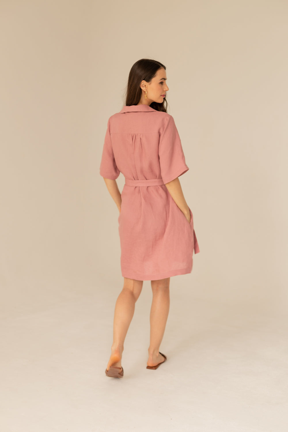 Soleil Linen Dress - Pink