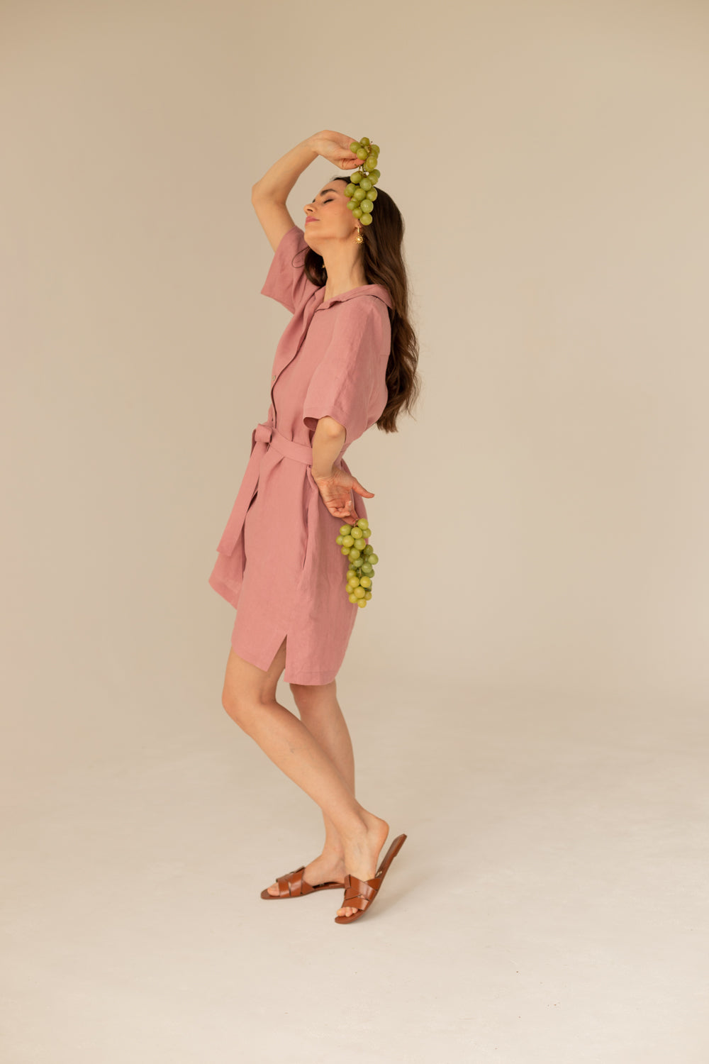 Soleil Linen Dress - Pink