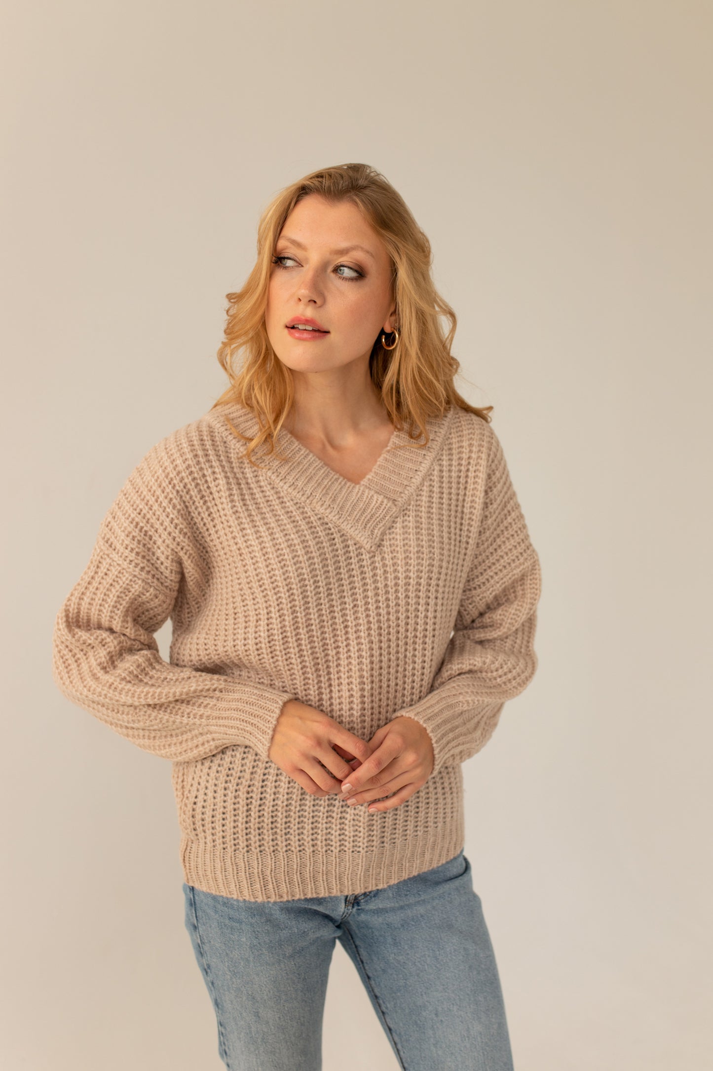 Victoria Merino Wool Sweater- Beige