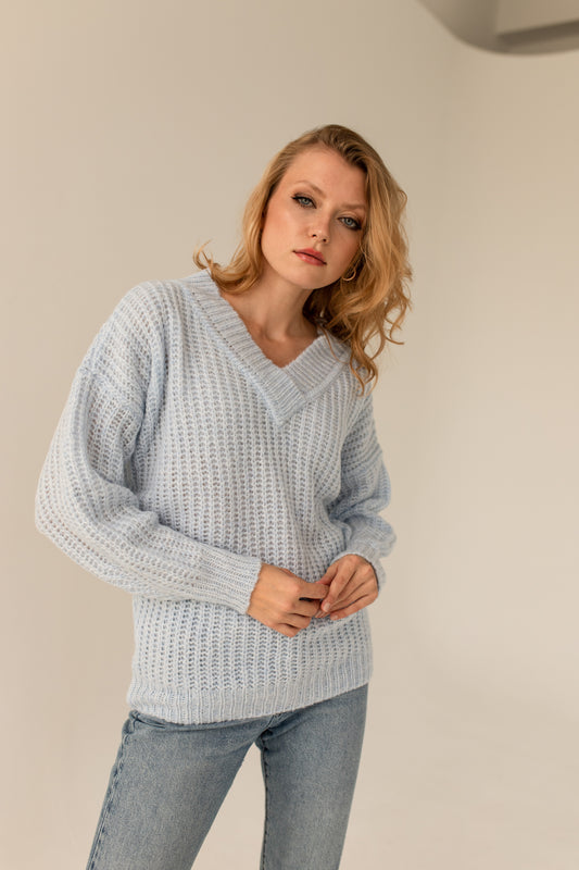 Victoria Merino Wool Sweater- Blue