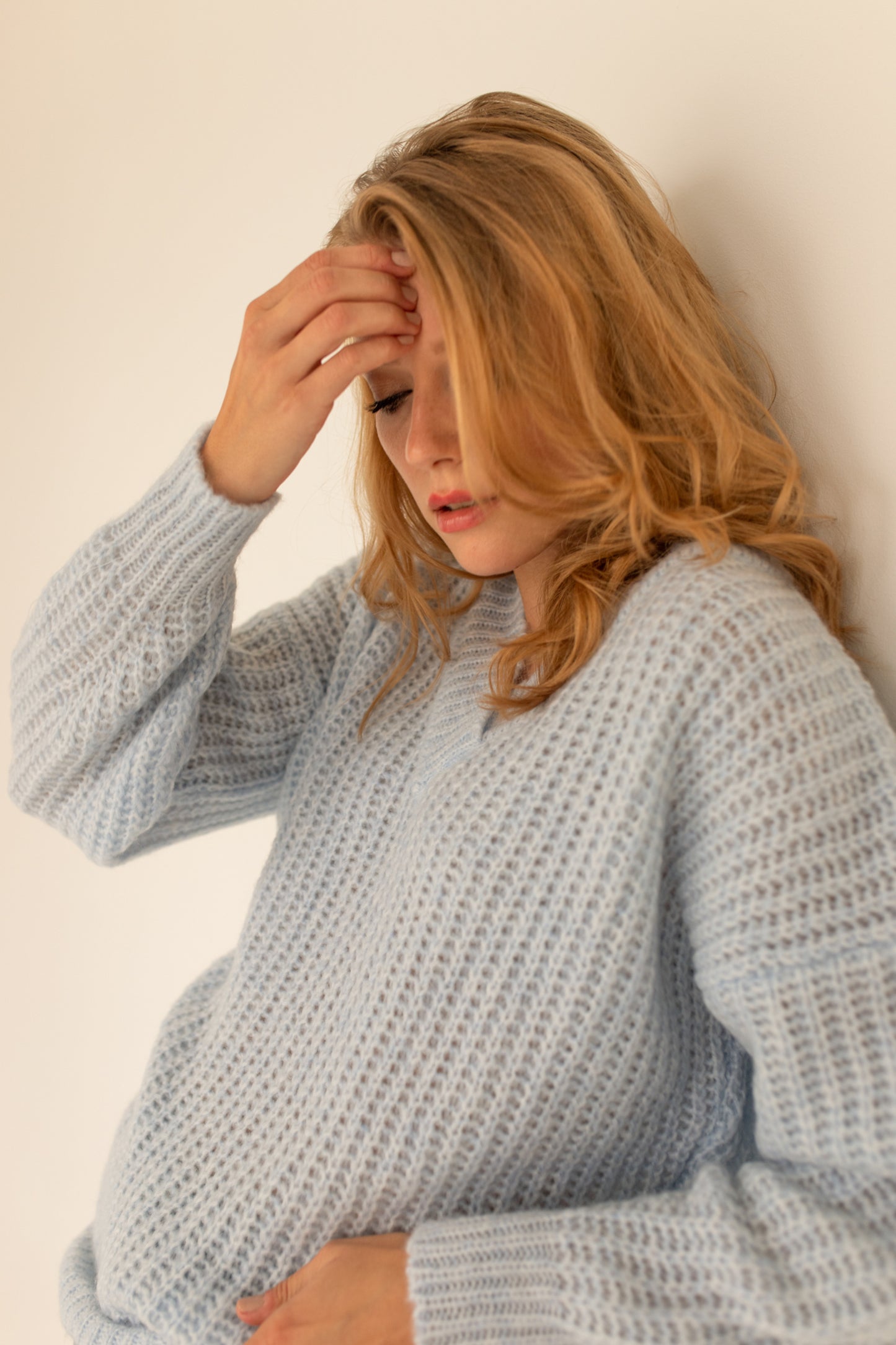 V Merino Wool Sweater- Blue