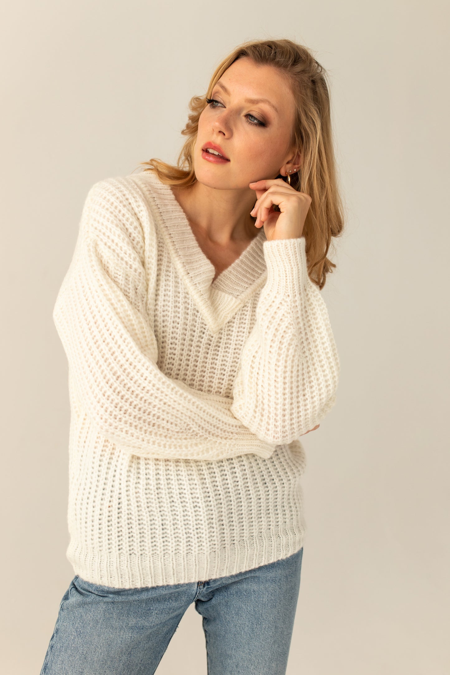 Victoria Merino Wool Sweater- Ecru