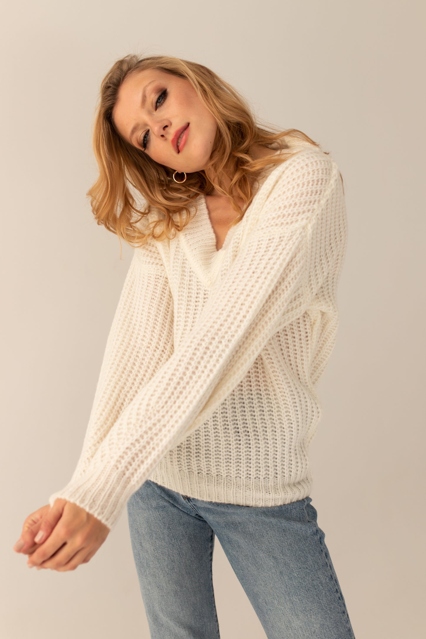 Victoria Merino Wool Sweater- Ecru