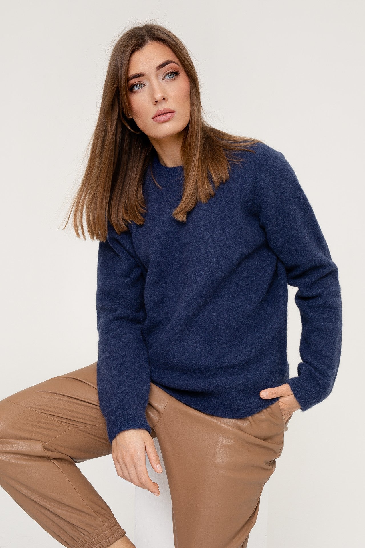 Velvet Wool Sweater Oversized - Blue