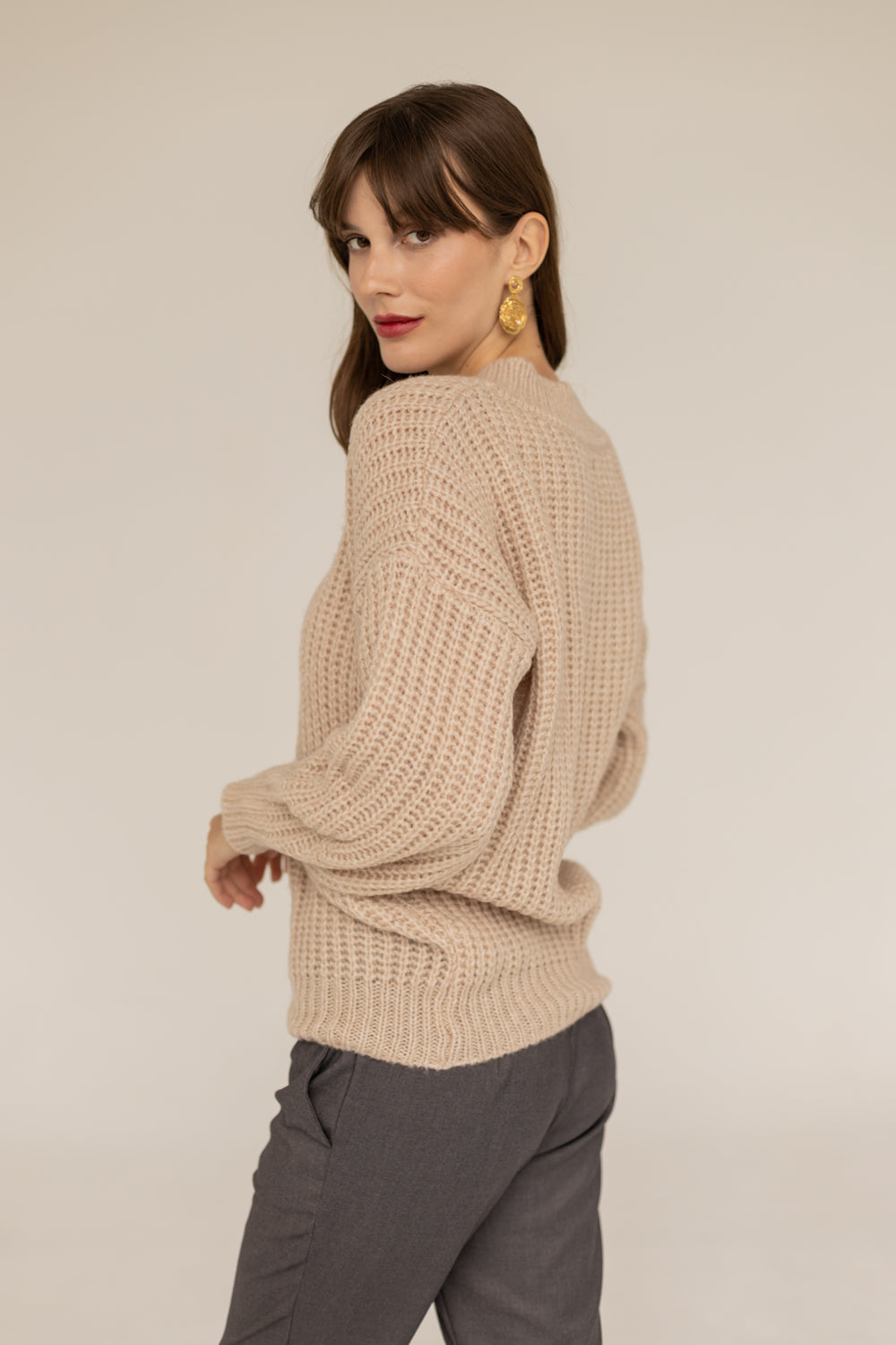 Victoria Merino Wool Sweater- Beige