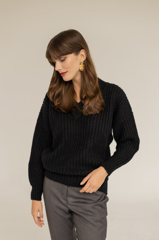 Victoria Merino Wool Sweater - Black