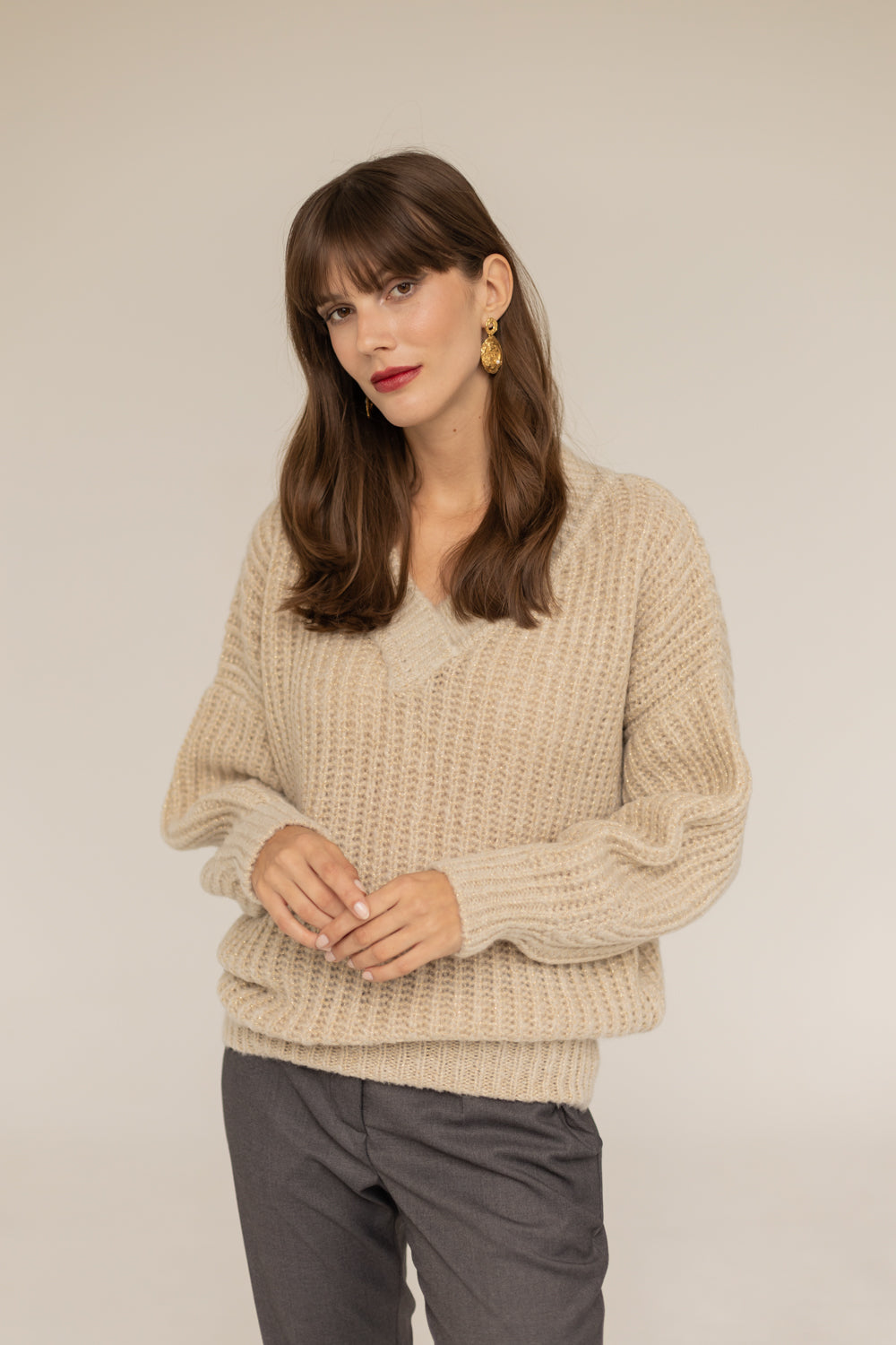 Victoria Merino Wool Sweater - Golden Beige