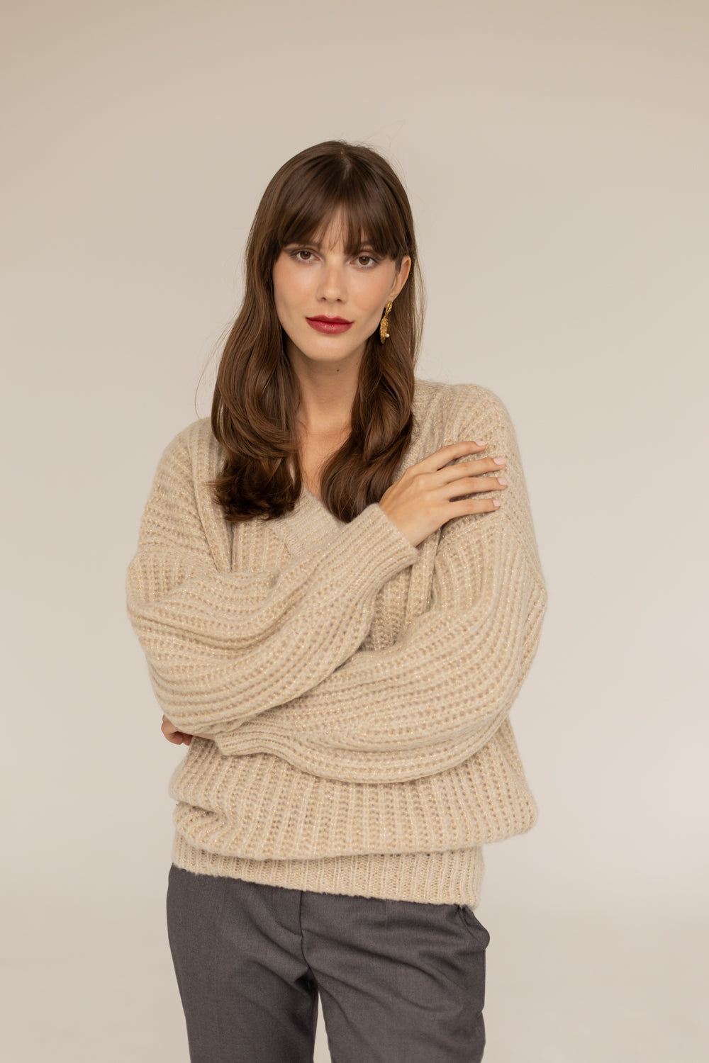 Victoria Merino Wool Sweater - Golden Beige