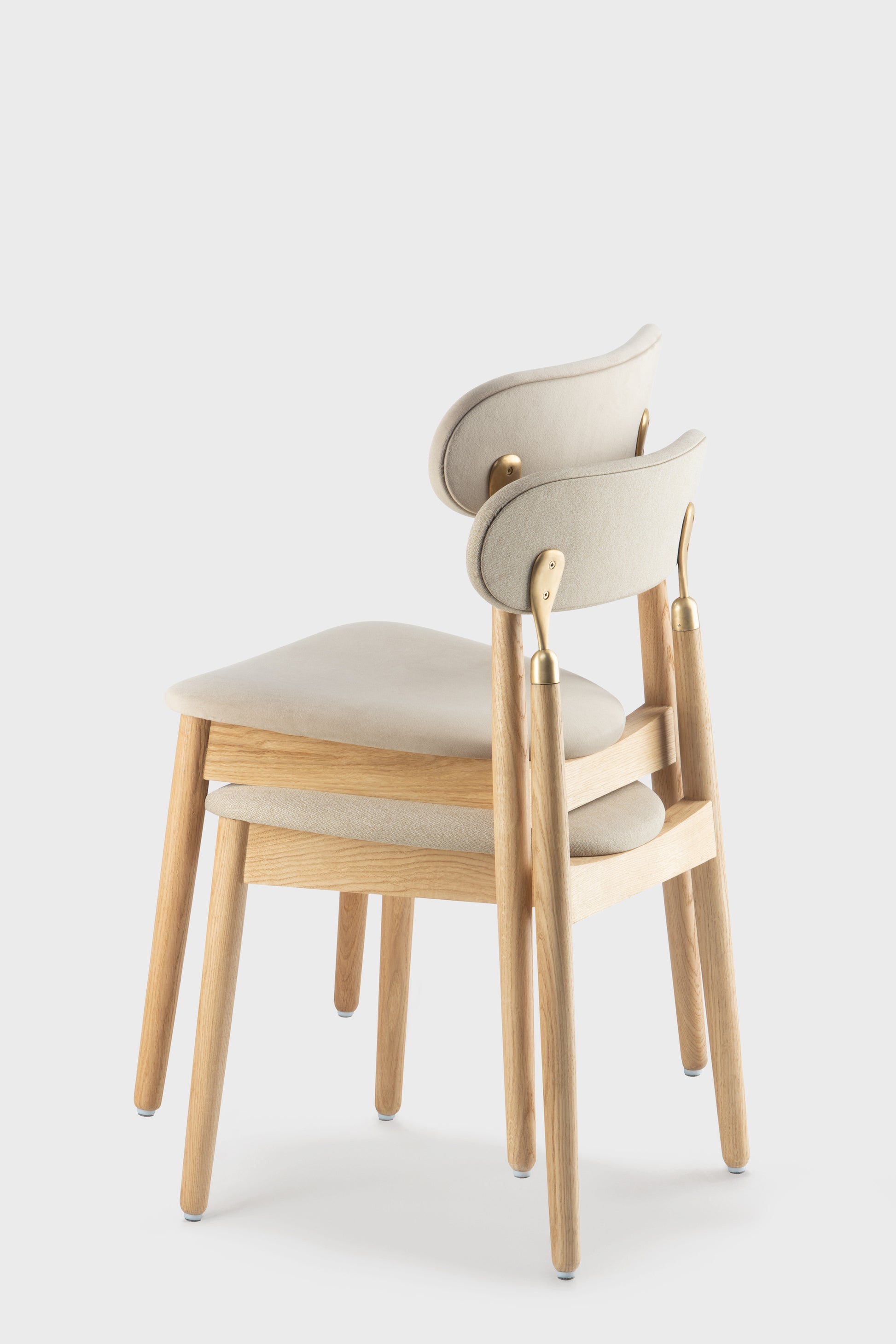 oak kitchen & dining room beige velour chairs