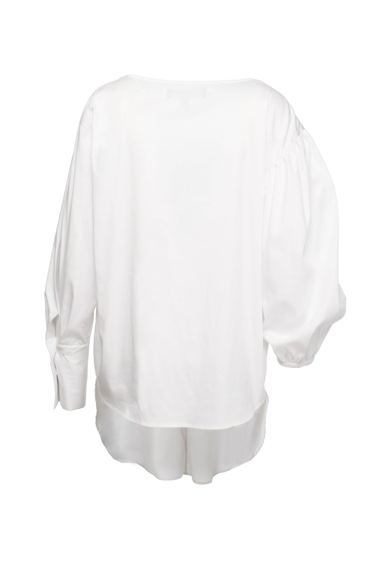 Asymmetric White Shirt With Oversized Right Sleeve