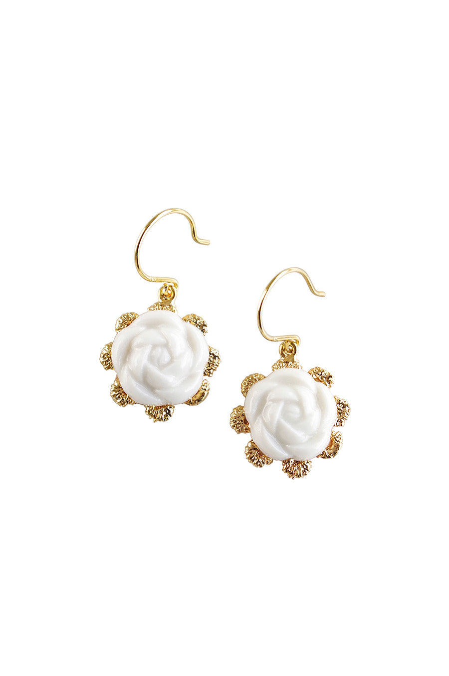 Everyday Porcelain Camellia Flower Charm Earrings
