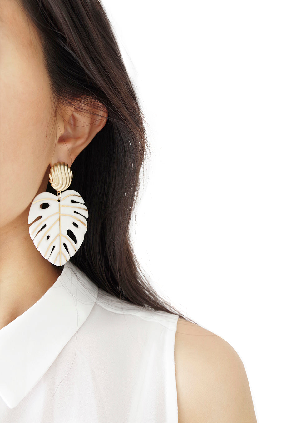 Gold buy Monstera Leaf Statement Earrings!