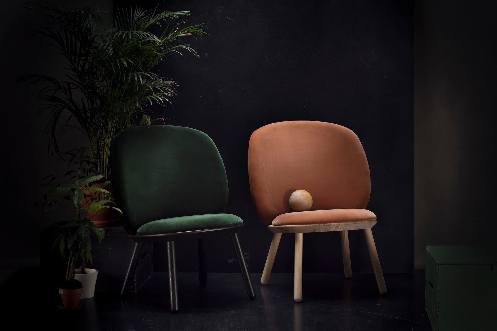 green & terracotta Naïve Low Velour Accent Chairs