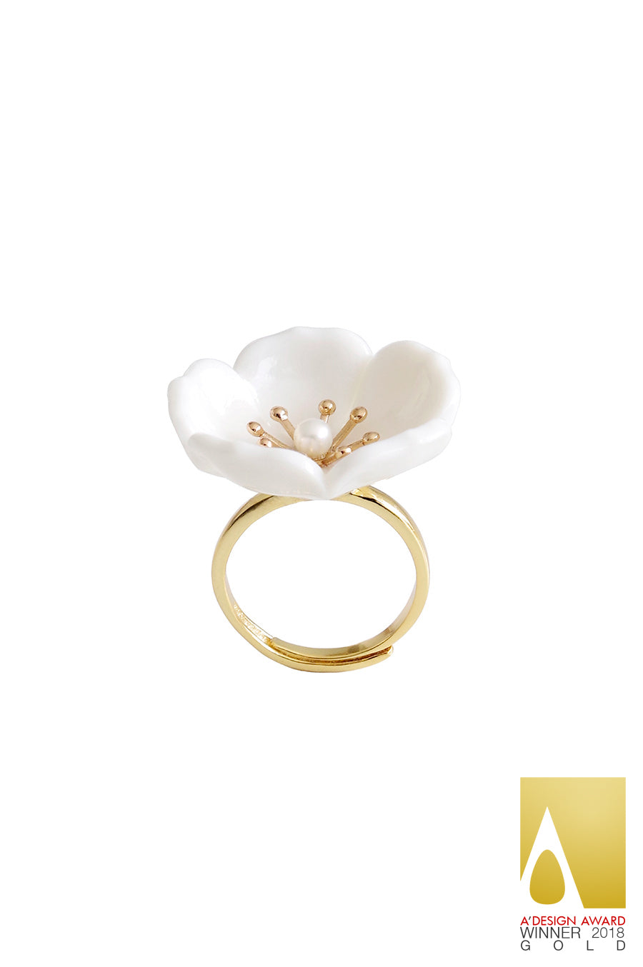 Snow-White Porcelain Plum Blossom Ring