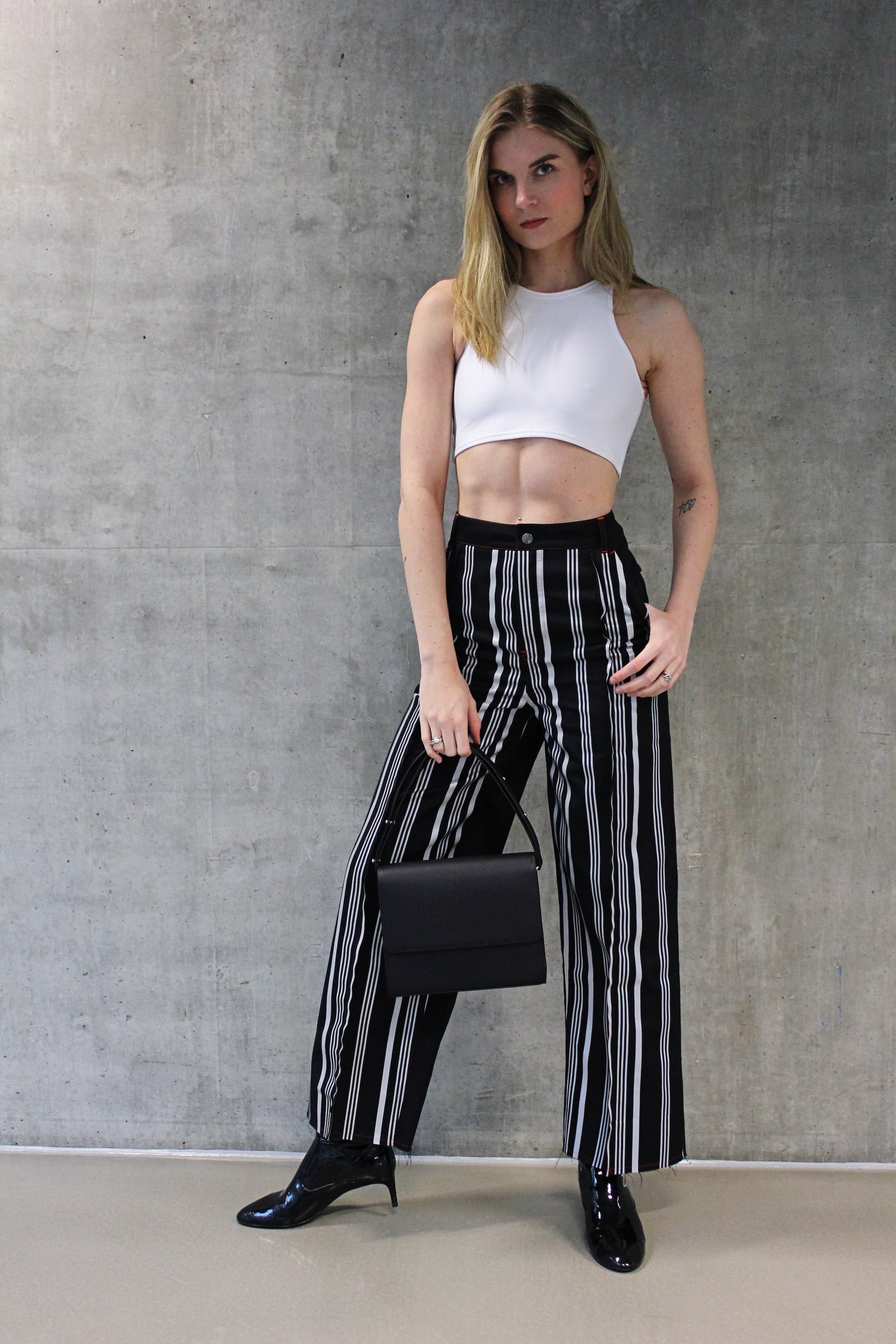 Plus Contrast Striped Panel Trouser