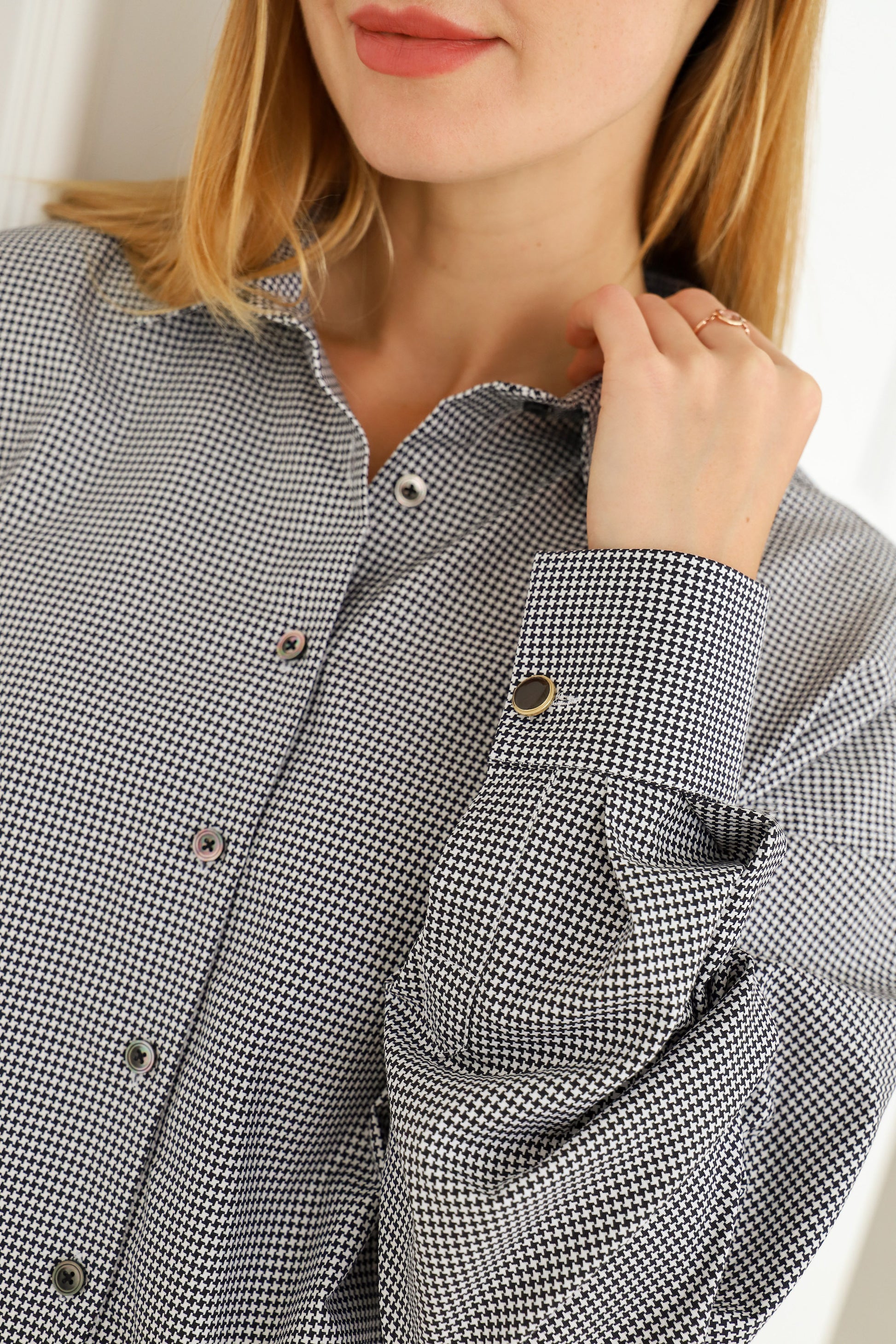 Classic Oversized Houndstooth Shirt