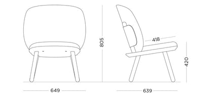 Naïve Low Velour Accent Chair measurements