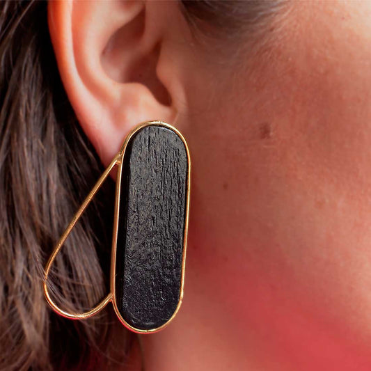 Pteron Earrings Black – Vermeil Gold