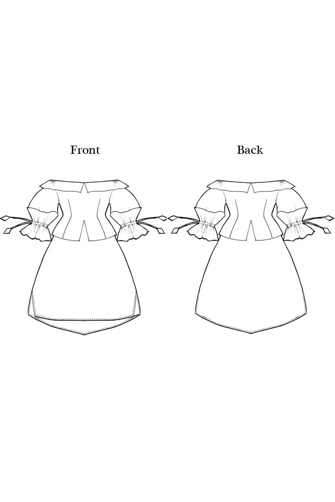 Squarish Sleeves Origami Silk Organdy Dress